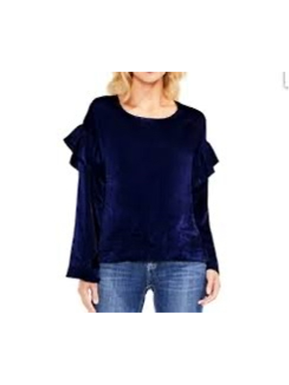 NWT Two by Vince Camuto Velour Top M Velvet Ruffle Sleeve Luxury O12